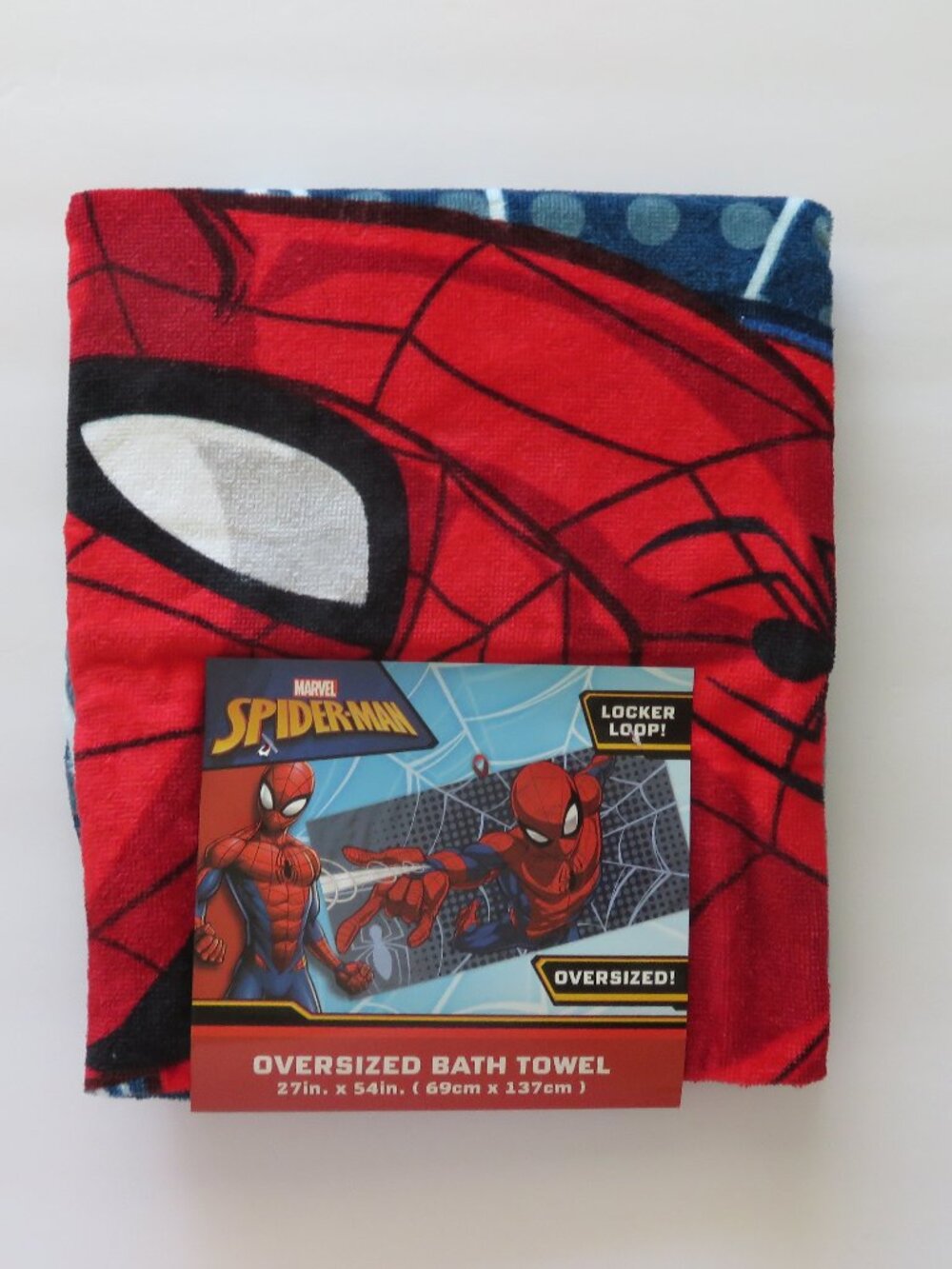 (#144) Marvel Spider-Man Oversized Bath Beach Towel w/ Locker Loop 27 in. x 54"